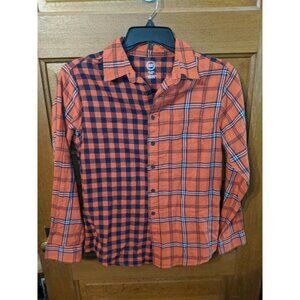 Wonder Nation Shirt XXL (18) Trailblazer Orange Blue LS Button Woven Boys